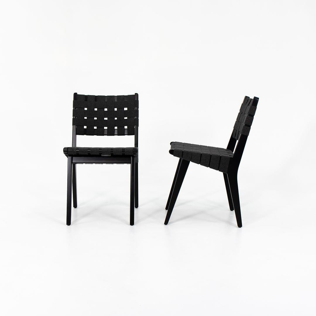 Modern 2021 Pair of Knoll Risom Side Chairs w/ Ebonized Maple Wood Frame, Model 666C-WB For Sale
