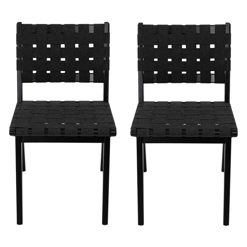 Paire de chaises d'appoint Knoll Risom avec cadre en bois d'érable ébénisé, modèle 666C-WB, 2021
