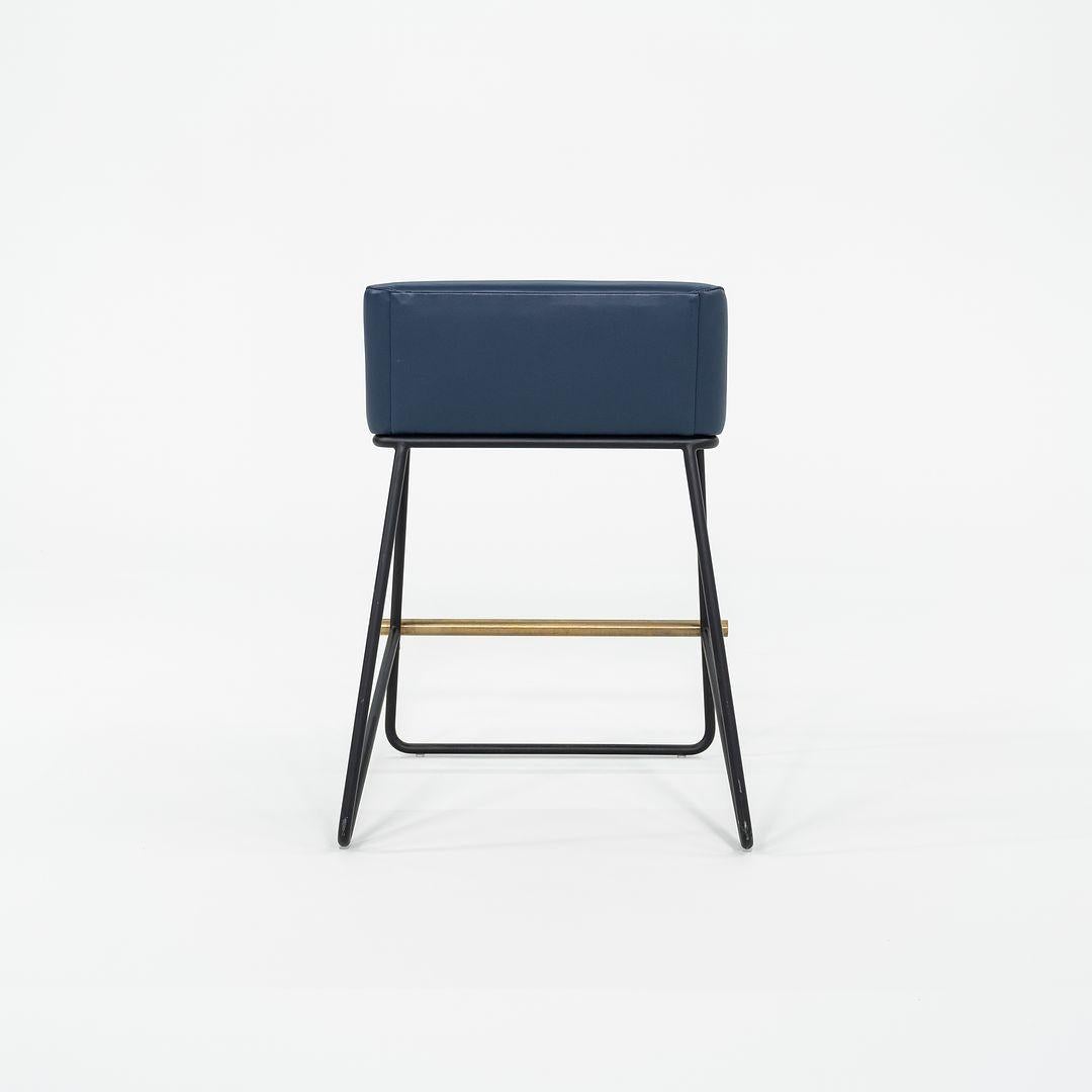 2021 Reza Feiz for Phase Design Kickstand Low Counter Stool in Blue 9x Available For Sale 3