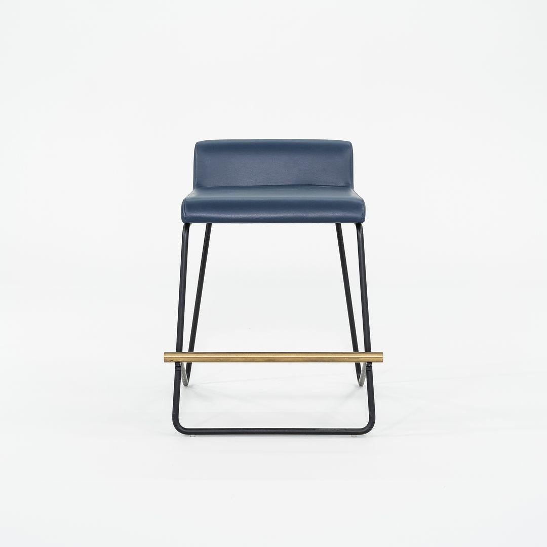 Modern 2021 Reza Feiz for Phase Design Kickstand Low Counter Stool in Blue 9x Available For Sale