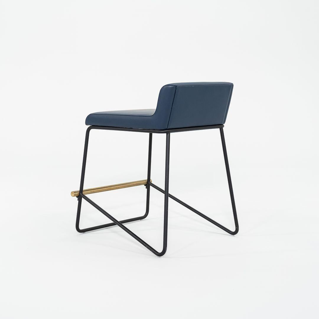 American 2021 Reza Feiz for Phase Design Kickstand Low Counter Stool in Blue 9x Available For Sale