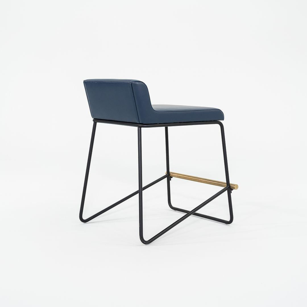 2021 Reza Feiz for Phase Design Kickstand Low Counter Stool in Blue 9x Available In Good Condition For Sale In Philadelphia, PA