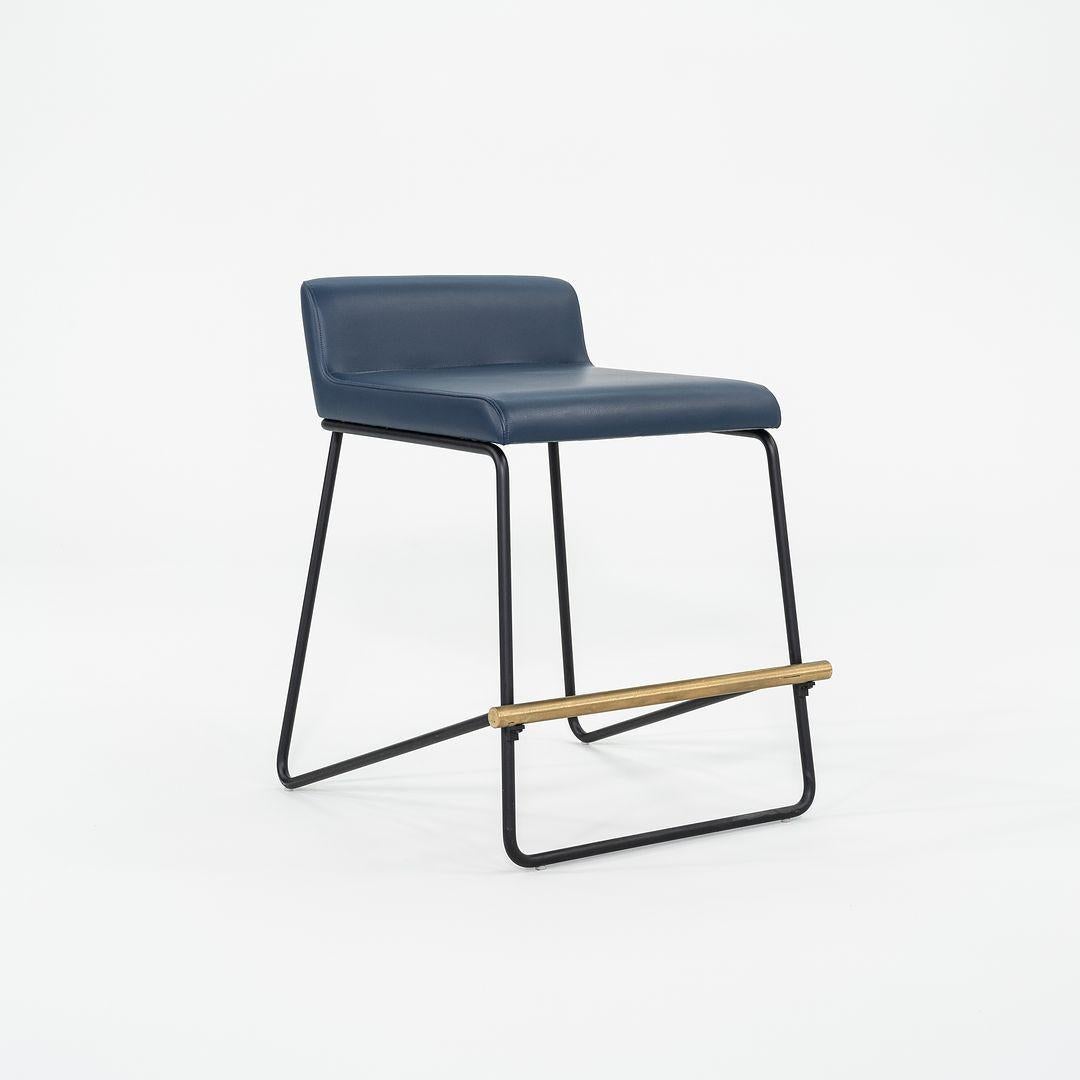 Contemporary 2021 Reza Feiz for Phase Design Kickstand Low Counter Stool in Blue 9x Available For Sale