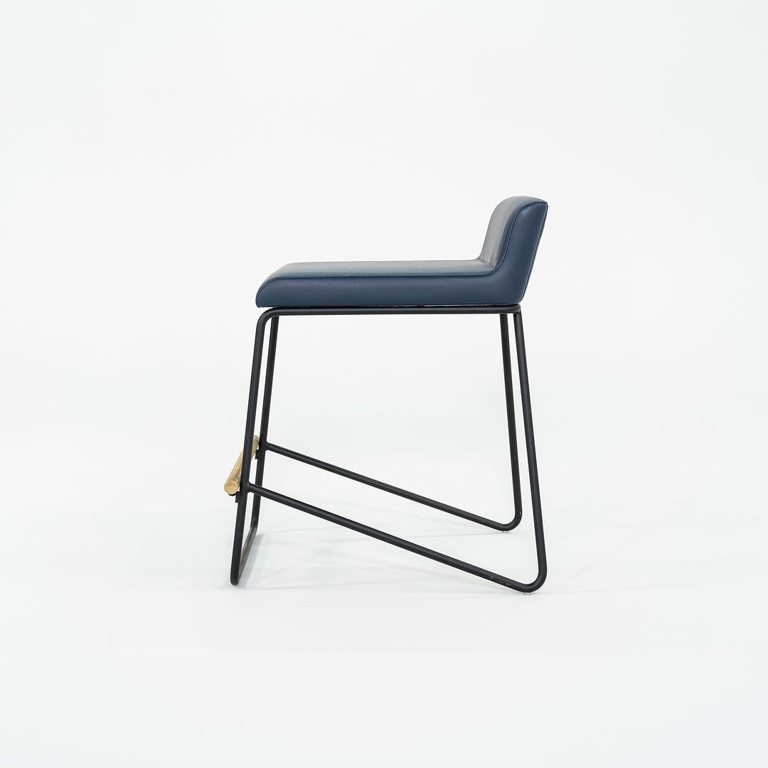 2021 Reza Feiz for Phase Design Kickstand Low Counter Stool in Blue 9x Available For Sale 1