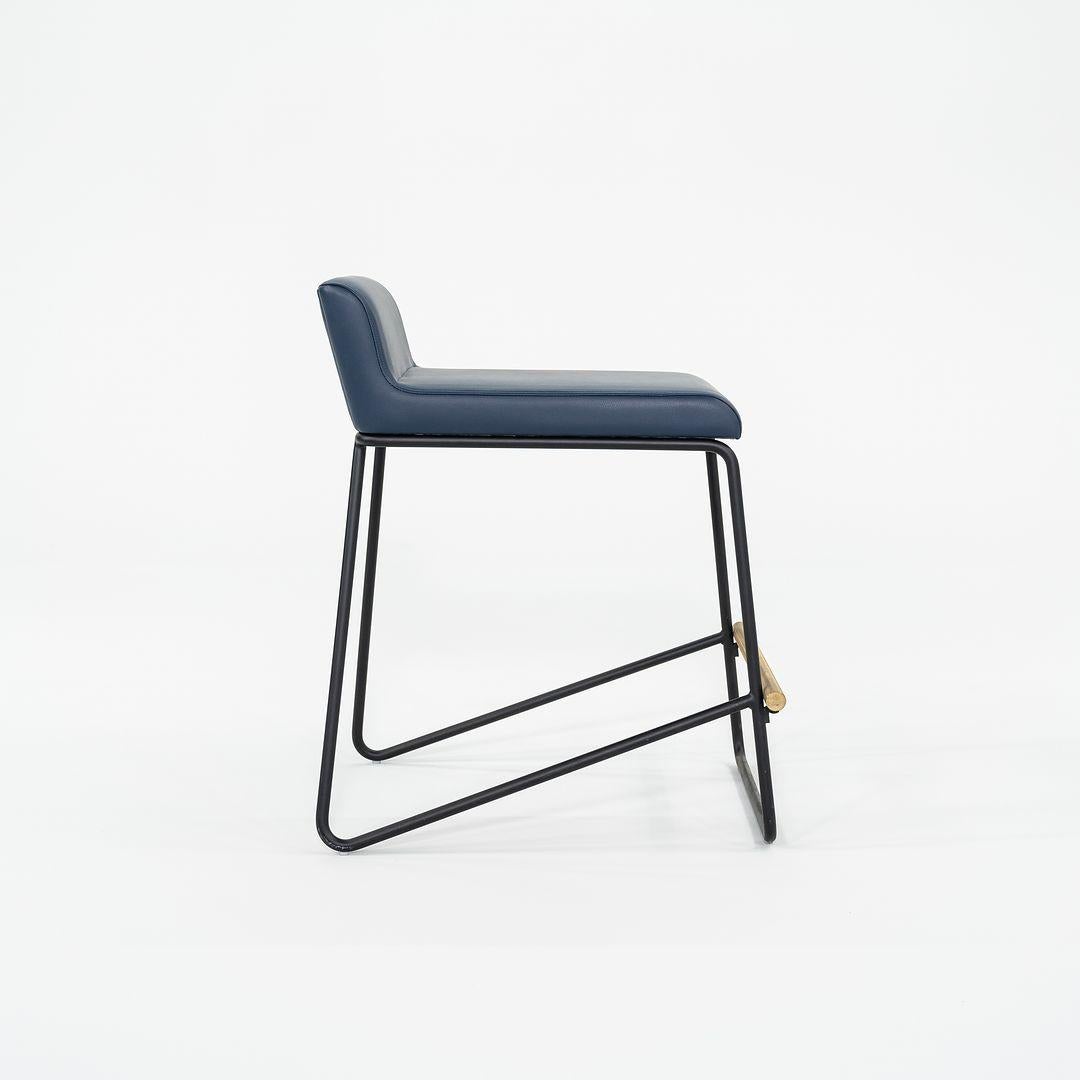 2021 Reza Feiz for Phase Design Kickstand Low Counter Stool in Blue 9x Available For Sale 2