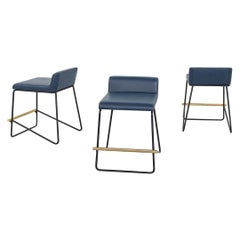 2021 Reza Feiz for Phase Design Kickstand Low Counter Stool in Blue 9x Available