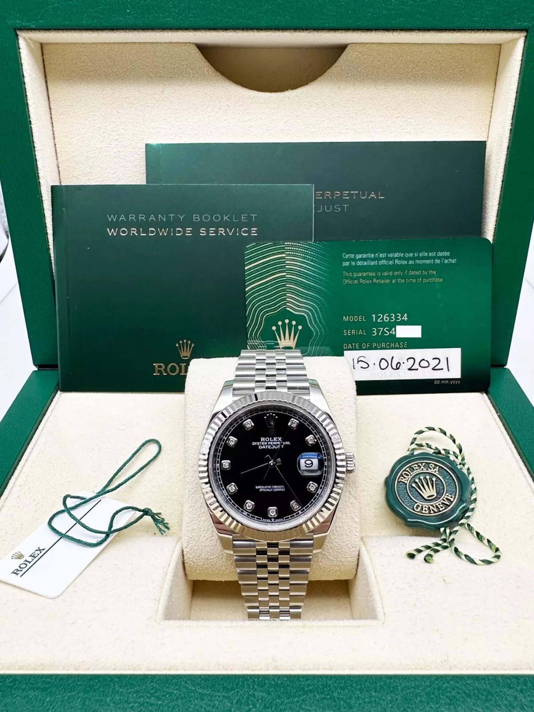 2021 Rolex 126334 Datejust 41 Esfera Diamante Negro Oro Blanco 18K Caja Acero Papel 3