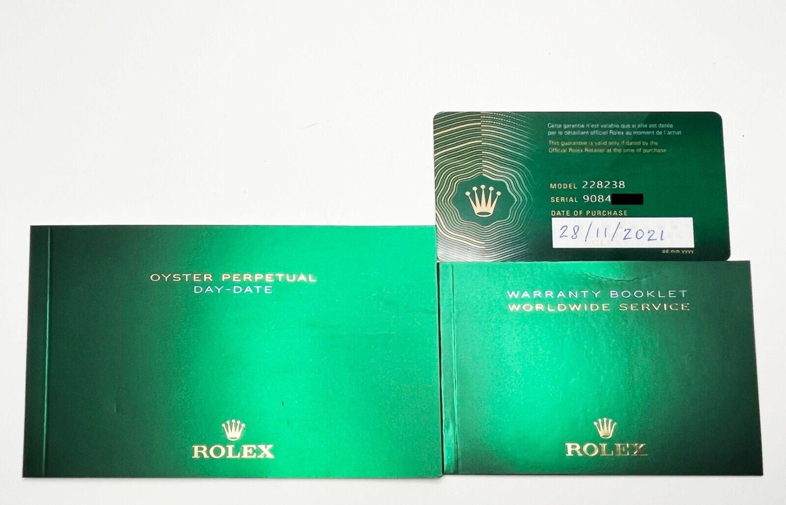 2021 Rolex 40mm Präsident 228238 Baguette Diamant Zifferblatt 18K Gold Box Papiere 3