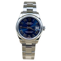 Used 2021 Rolex Midsize 31mm Steel Datejust 278240 Blue Roman Dial Box Papers