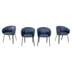 2021 Set of Four Uwe Fischer for COR Sitzmobel Roc Dining Chairs in Blue Vinyl