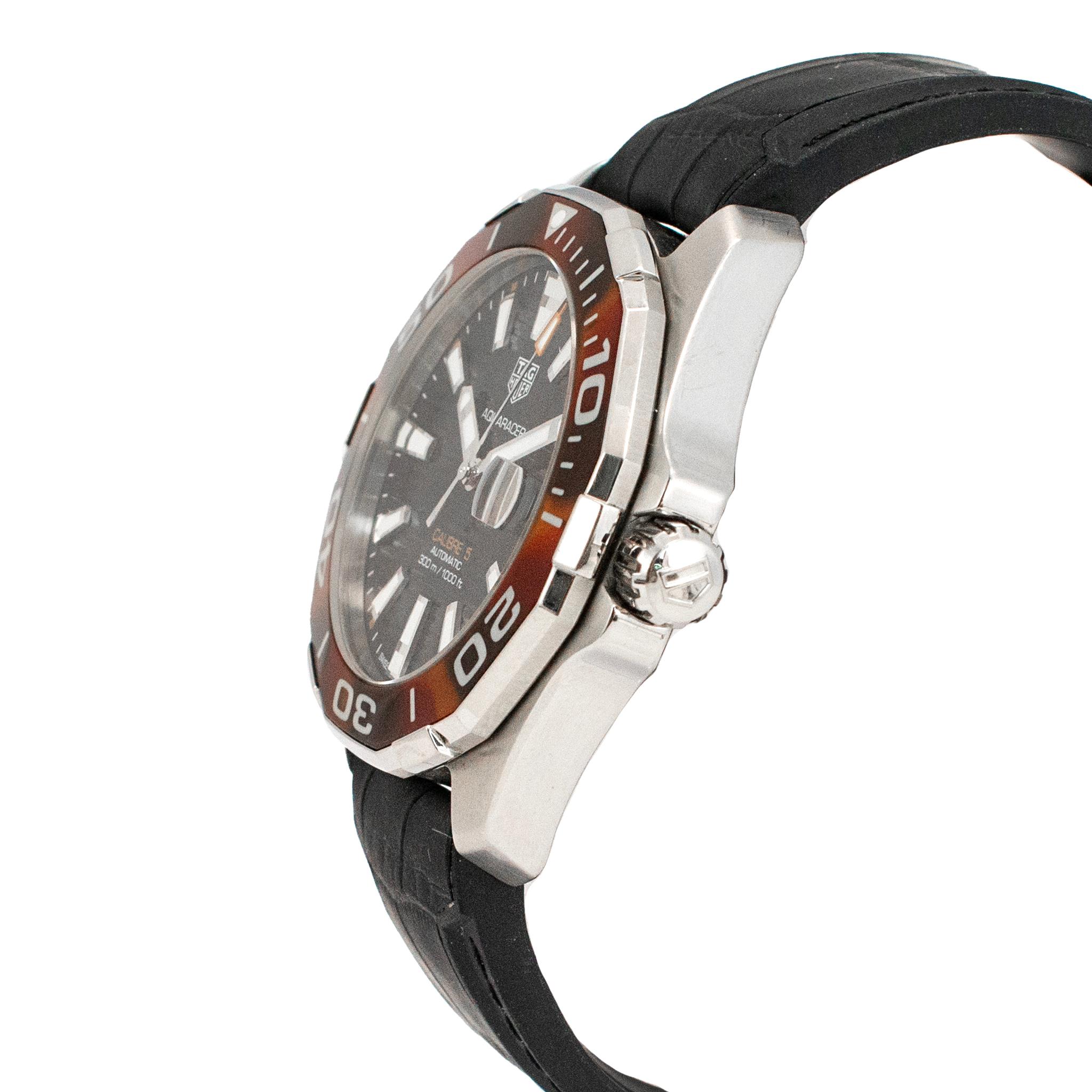 2021 Montre TAG Heuer Aquaracer 43MM way201n.ft6177 Écaille noir Steele Excellent état - En vente à Houston, TX