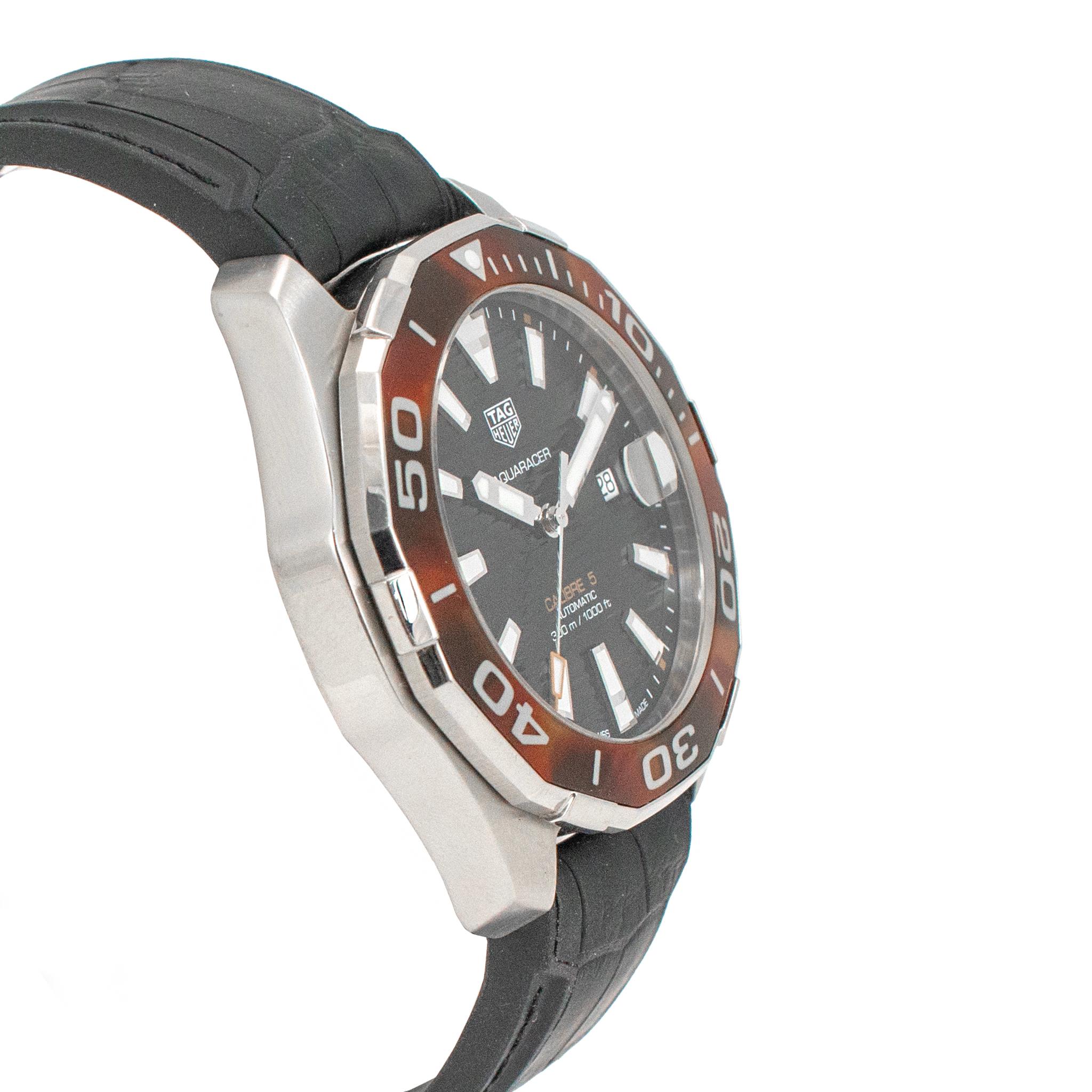 2021 Montre TAG Heuer Aquaracer 43MM way201n.ft6177 Écaille noir Steele Pour hommes en vente