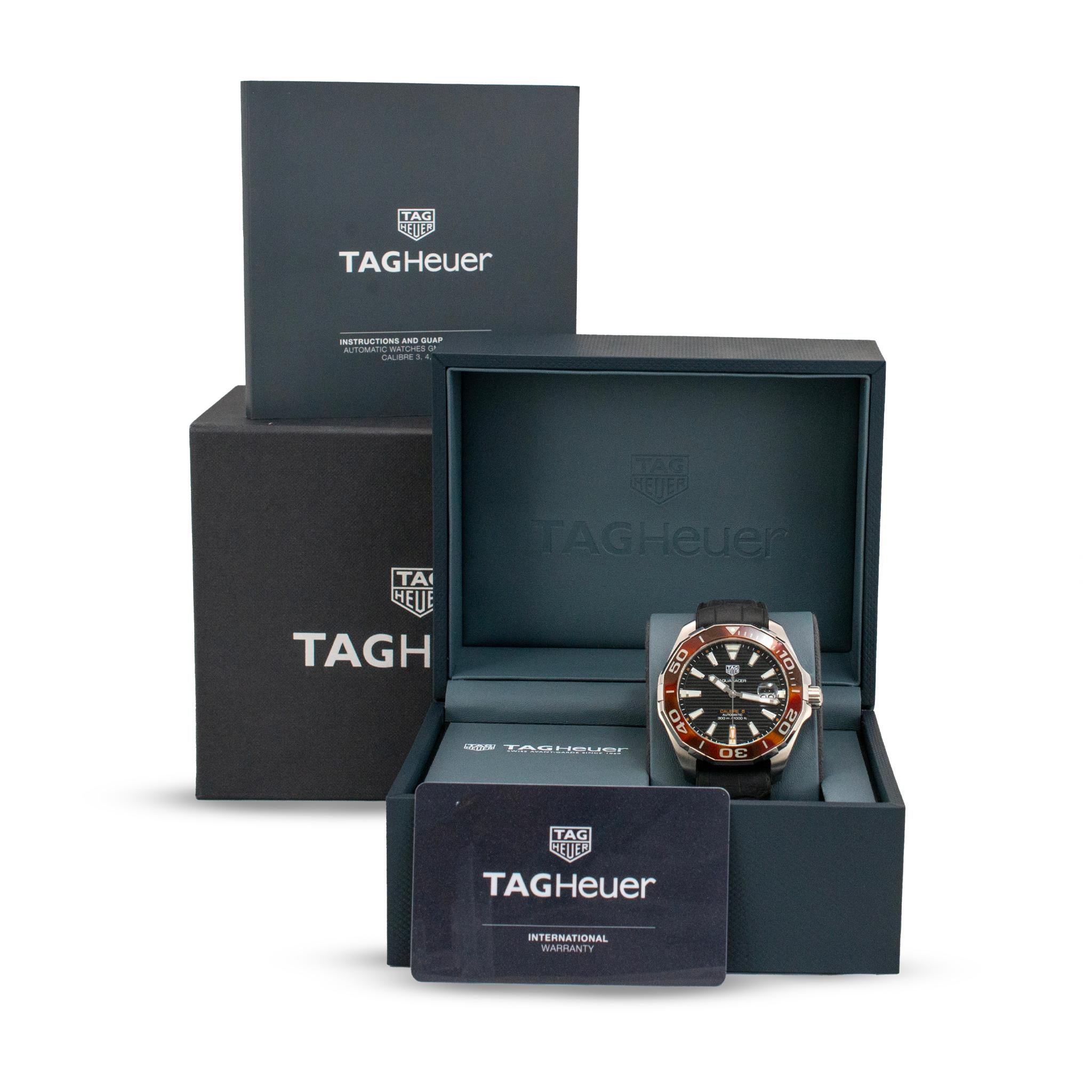 2021 Montre TAG Heuer Aquaracer 43MM way201n.ft6177 Écaille noir Steele en vente 5