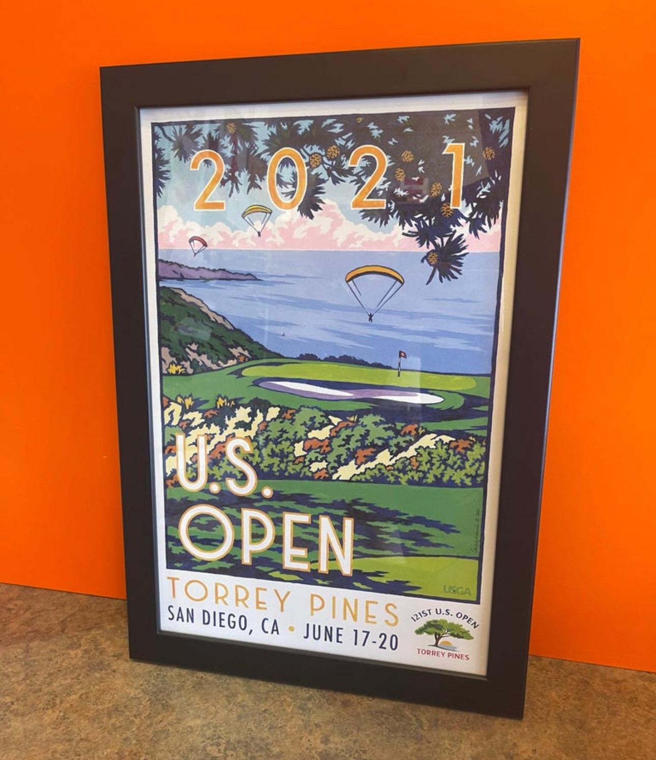 Américain 2021 U.S. Open Golf Poster Torrey Pines par Lee Wybranski en vente