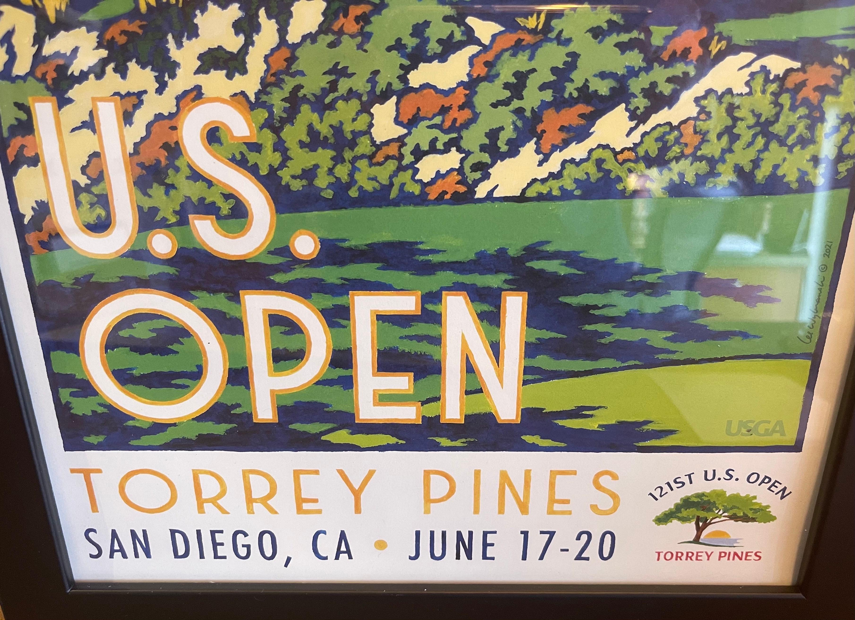 2021 U.S. Open Golf Poster Torrey Pines von Lee Wybranski im Zustand „Hervorragend“ im Angebot in San Diego, CA