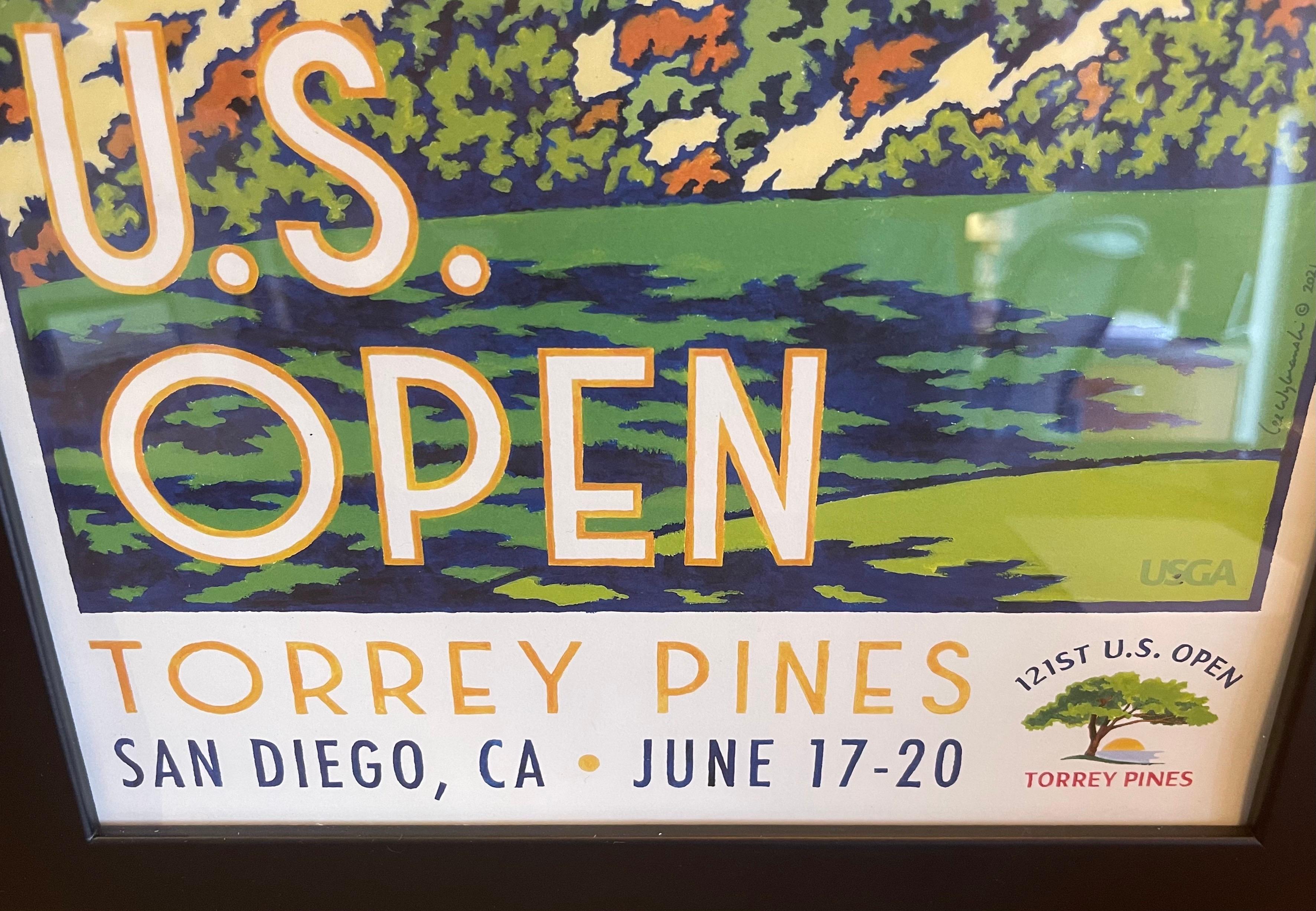 2021 U.S. Open Golf Poster Torrey Pines von Lee Wybranski (21. Jahrhundert und zeitgenössisch) im Angebot