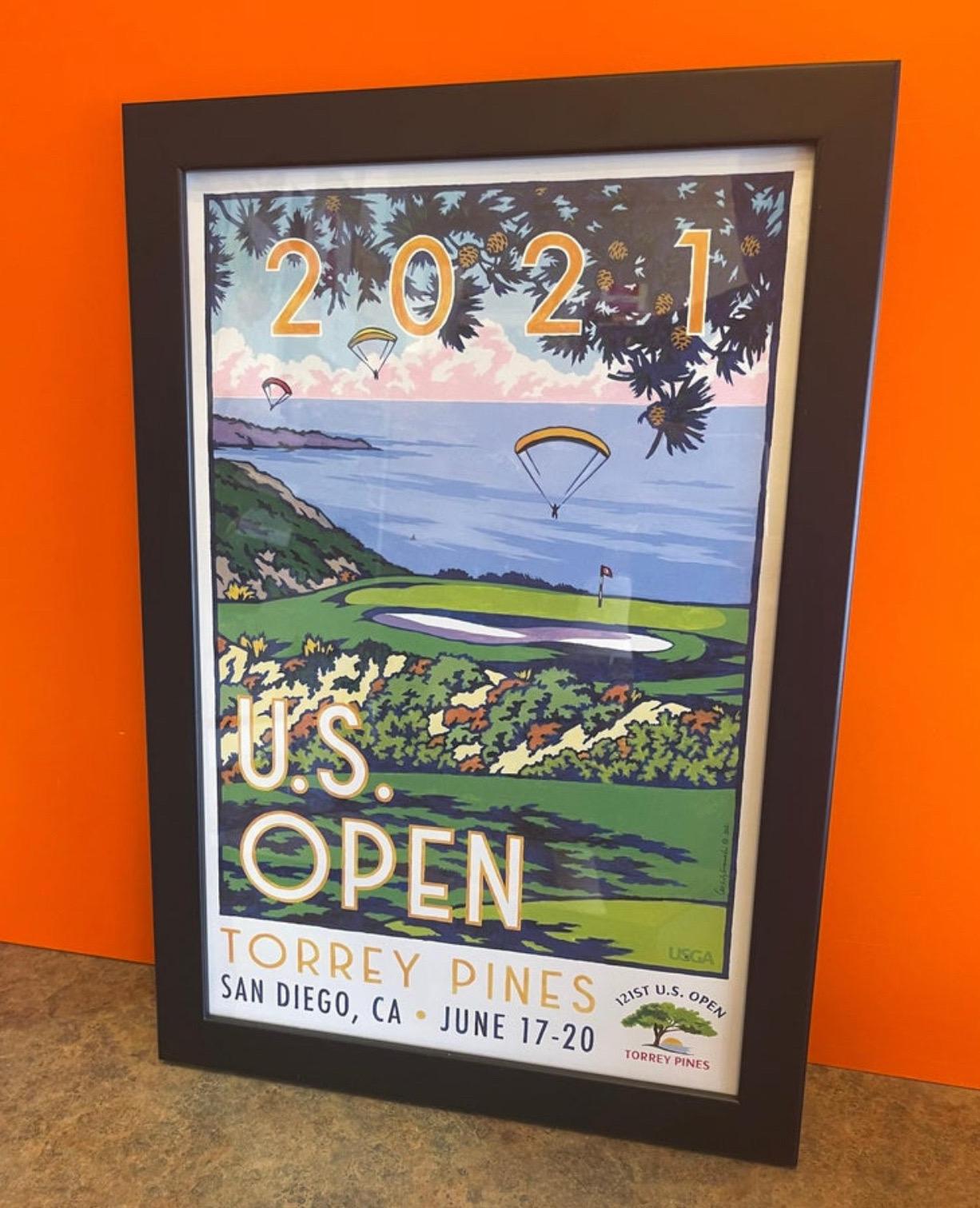 Bois 2021 U.S. Open Golf Poster Torrey Pines par Lee Wybranski en vente