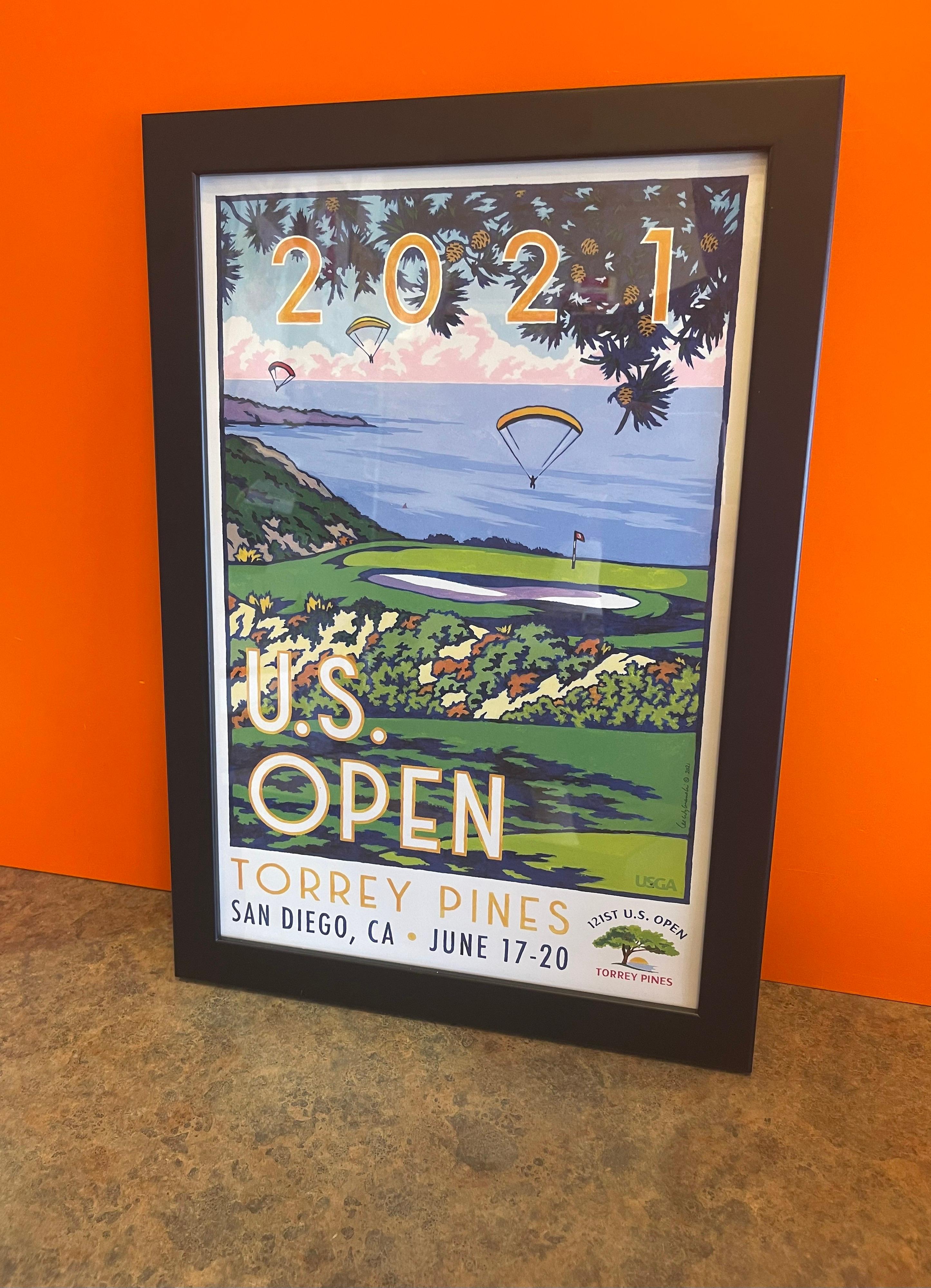 2021 U.S. Open Golf Poster Torrey Pines by Lee Wybranski In Excellent Condition For Sale In San Diego, CA