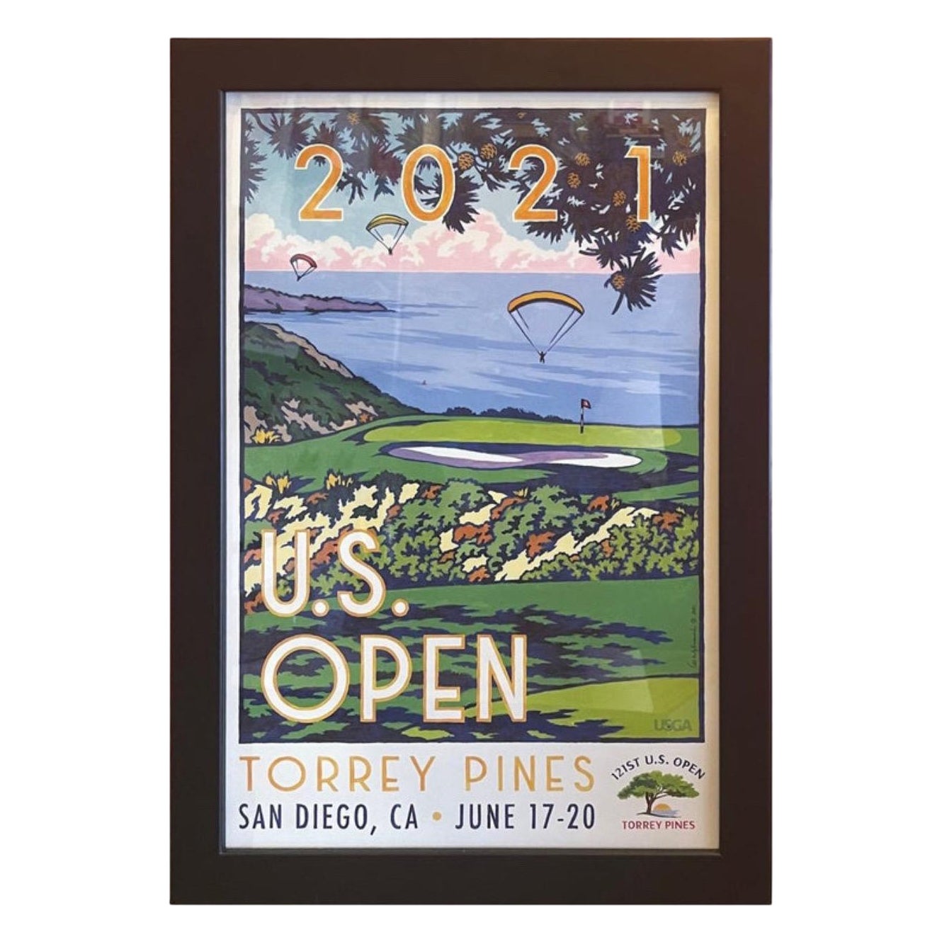 2021 U.S. Open Golf Poster Torrey Pines par Lee Wybranski en vente