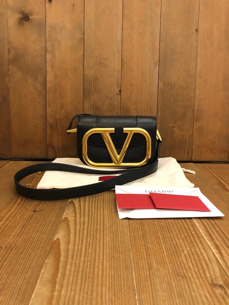 2021 VALENTINO Garavani Brown Leather Small Supervee Crossbody Bag at