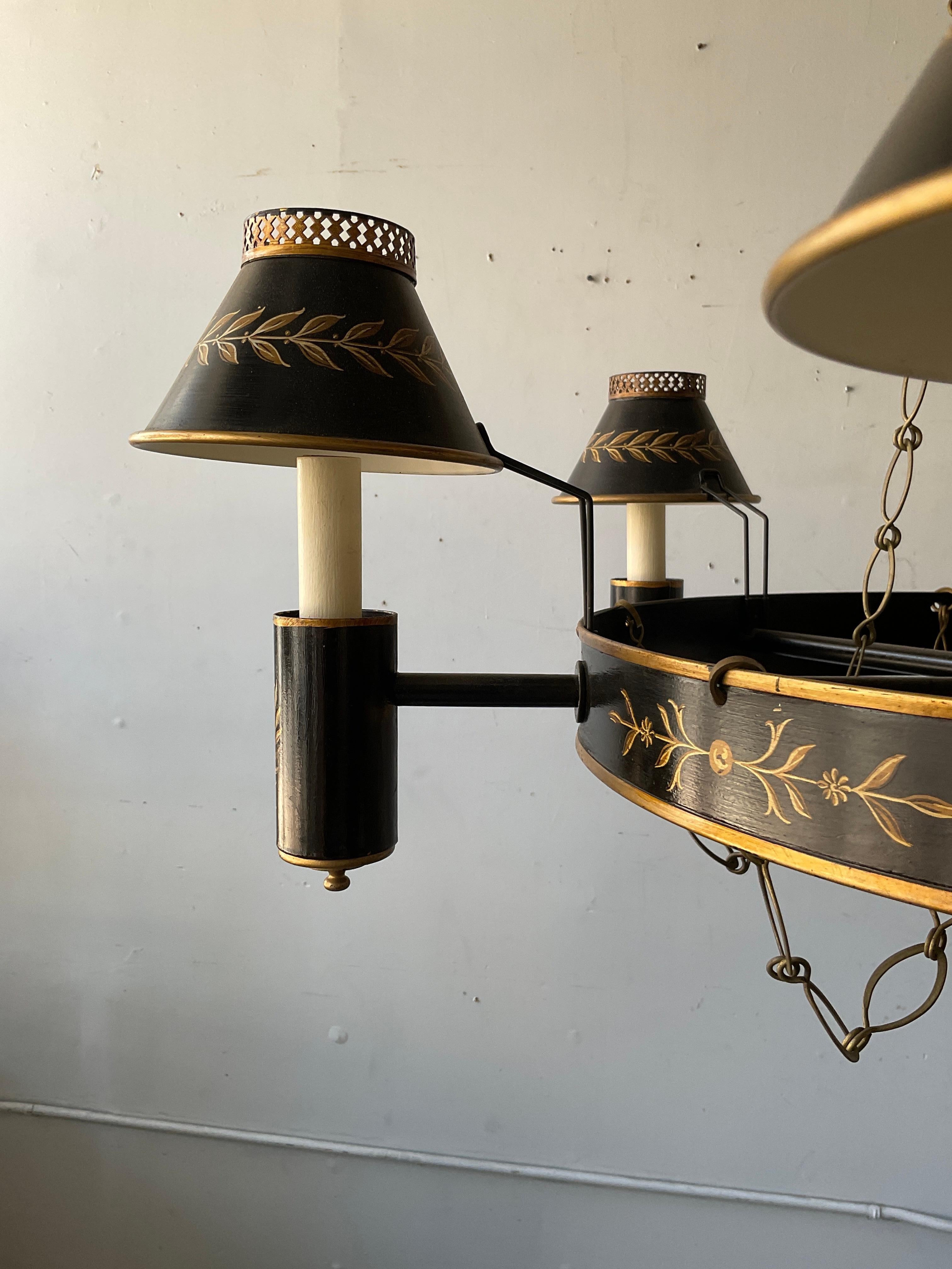 Contemporary 2021 Vaughn Tole Black And Gold Empire Chandelier For Sale