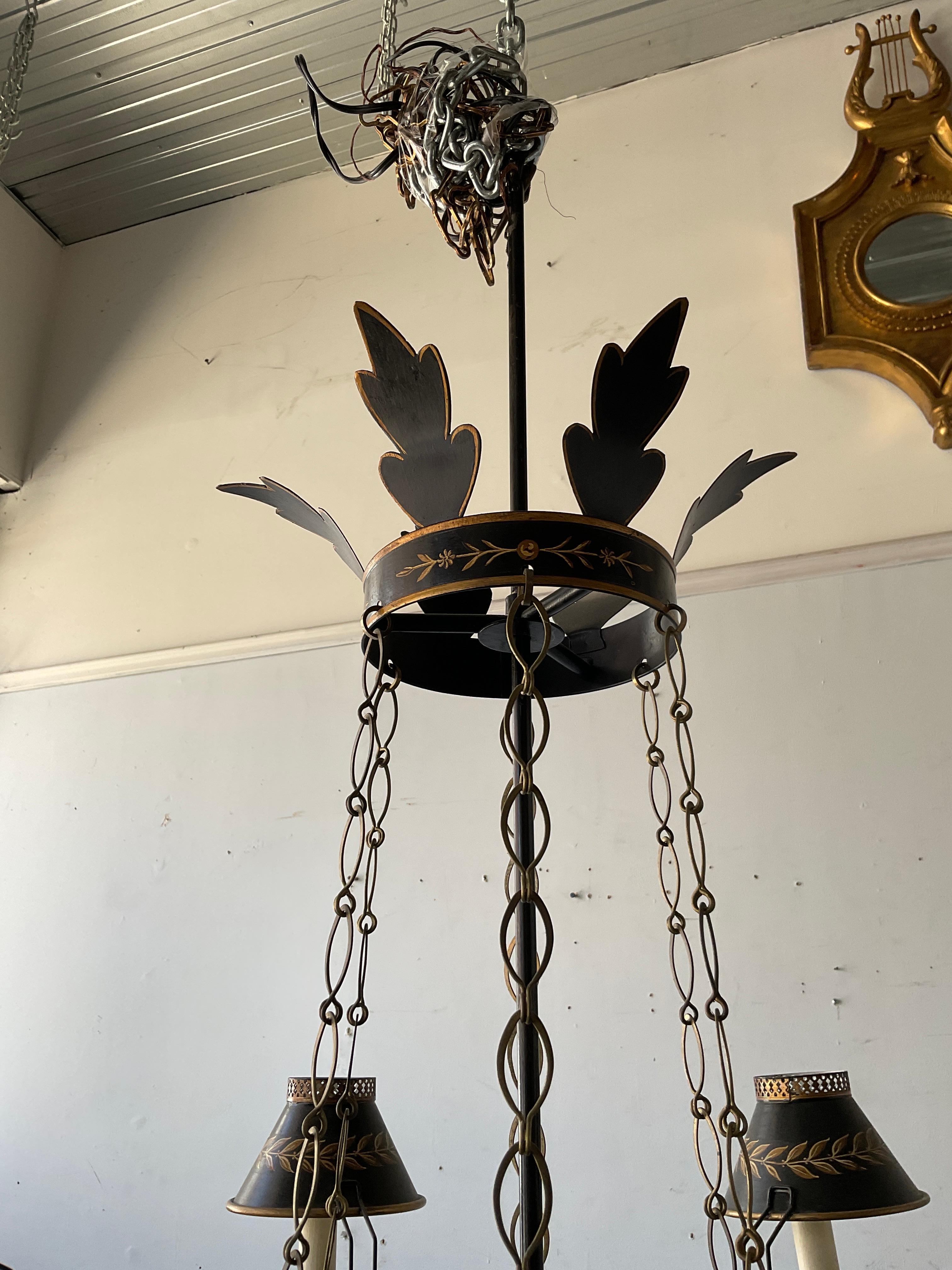 2021 Vaughn Tole Black And Gold Empire Chandelier For Sale 1