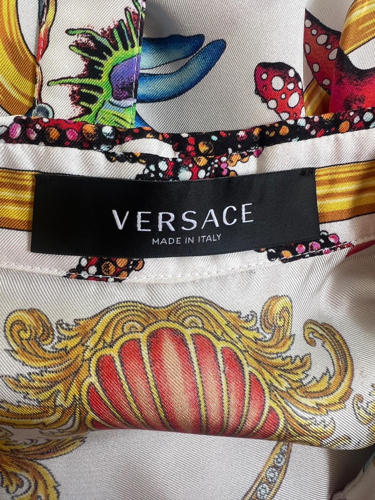 2021 Versace White Shell Print Silk Shirt-Dress 5
