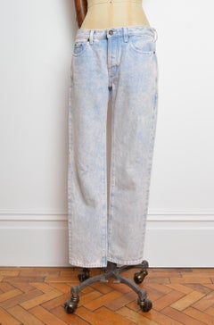 2021 YVES SAINT LAURENT Acid Wash Bleached Denim Loose Low rise Boyfriend Jeans