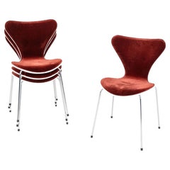 2022 Arne Jacobsen Fritz Hansen Series 7 Side Chair, Burnt Orange Velvet (4x)