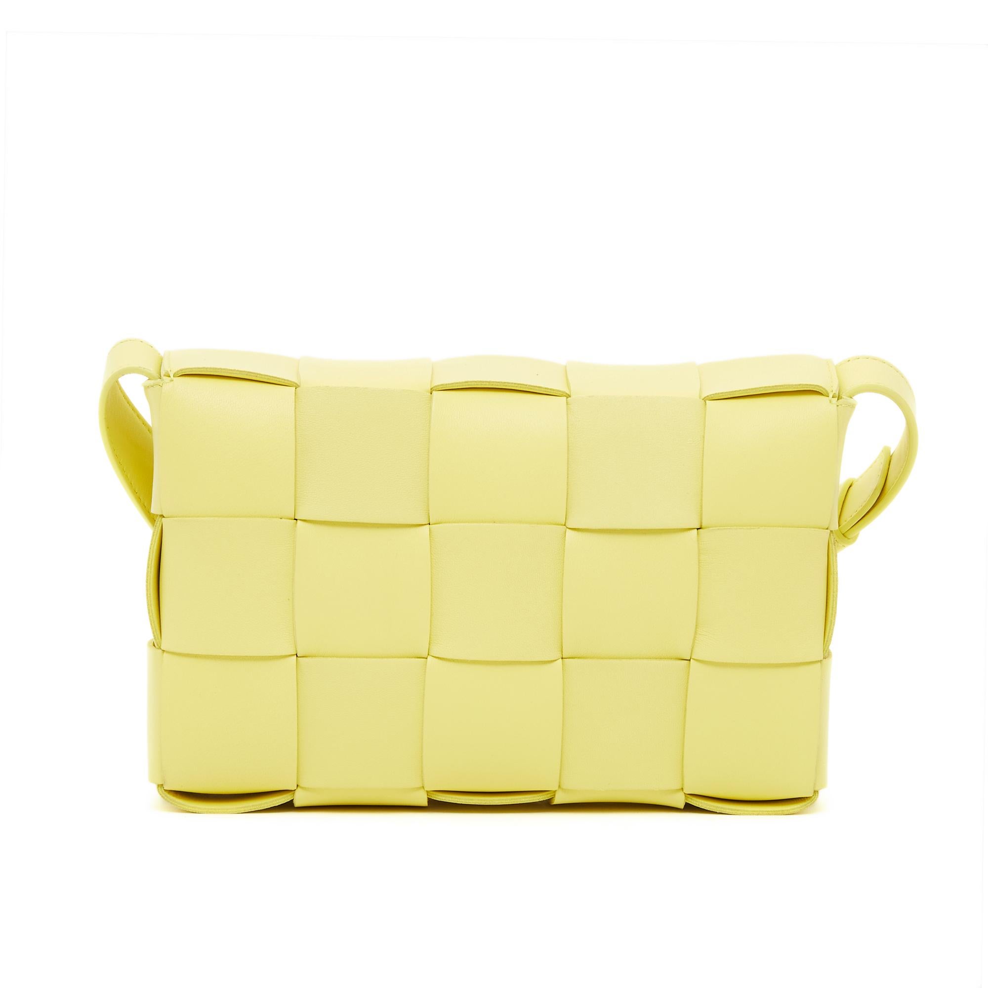 Women's or Men's 2022 Bottega Veneta Shoulder Bag Cassette Leather Yellow Sherbet For Sale
