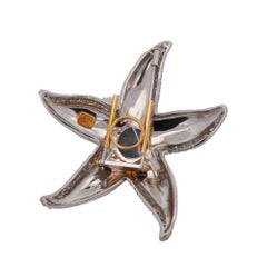 Broche pendentif étoile de mer en or 22 carats et 18 carats avec saphirs de 20,22 carats