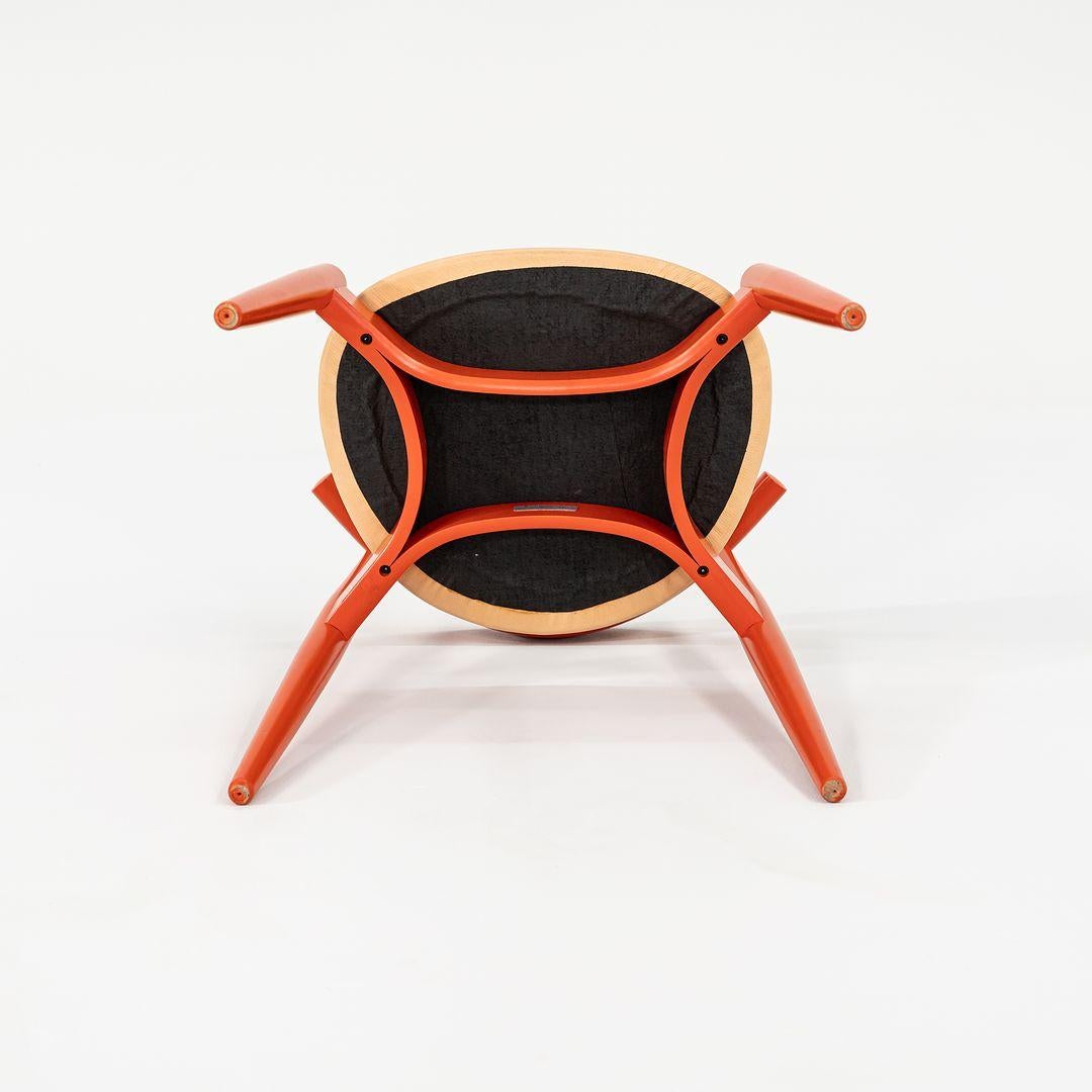 2022 Carl Hansen CH20 by Hans Wegner Bright Orange Beech Wood with Tan Leather For Sale 4