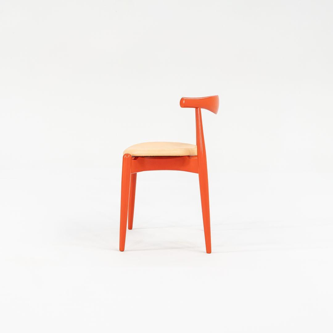 Contemporary 2022 Carl Hansen CH20 by Hans Wegner Bright Orange Beech Wood with Tan Leather For Sale