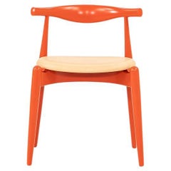2022 Carl Hansen CH20 by Hans Wegner Bright Orange Beech Wood with Tan Leather