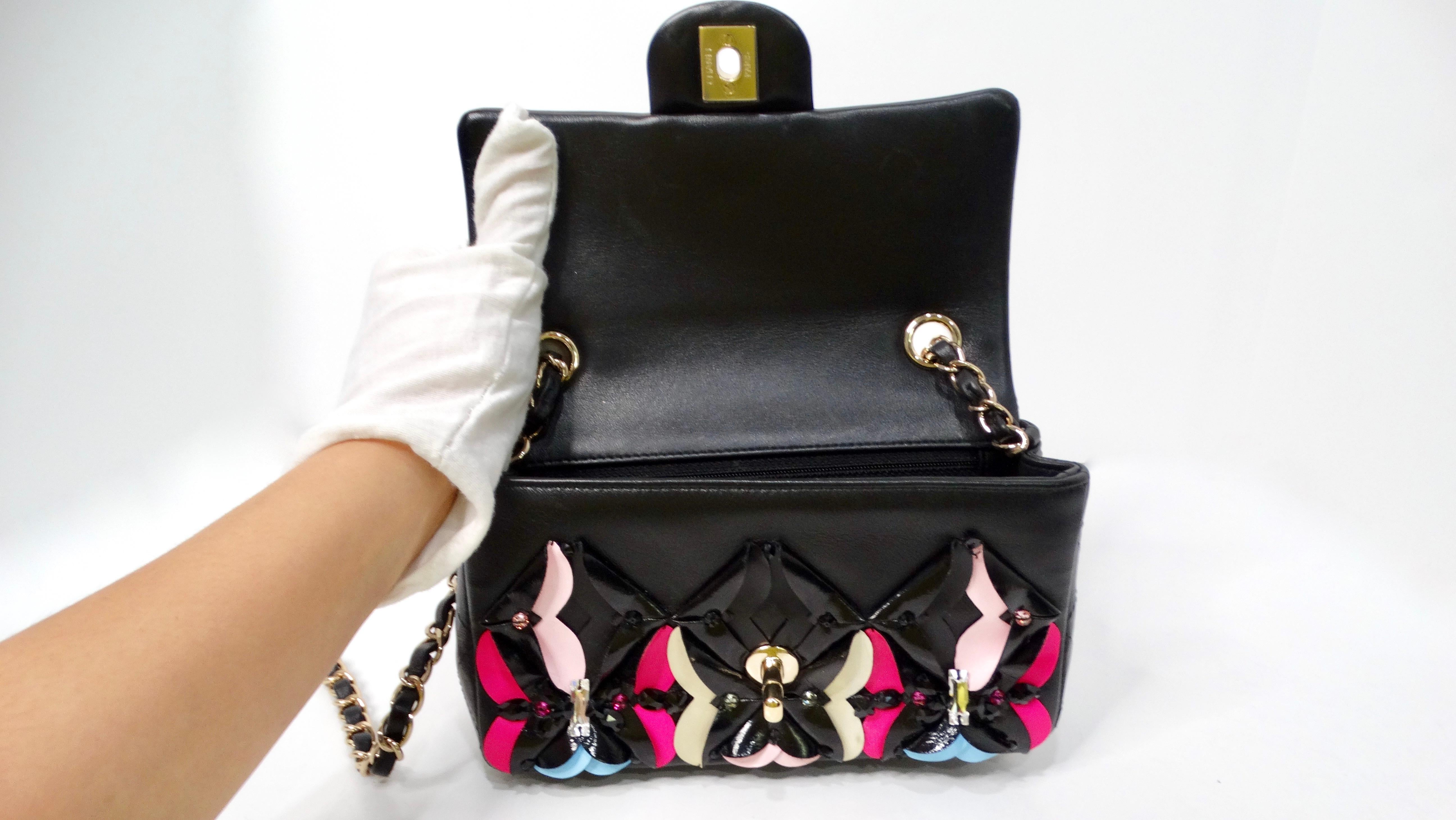 2022 Chanel Butterfly Sequins Multicolor Lambskin Leather Mini Flap Bag For Sale 3