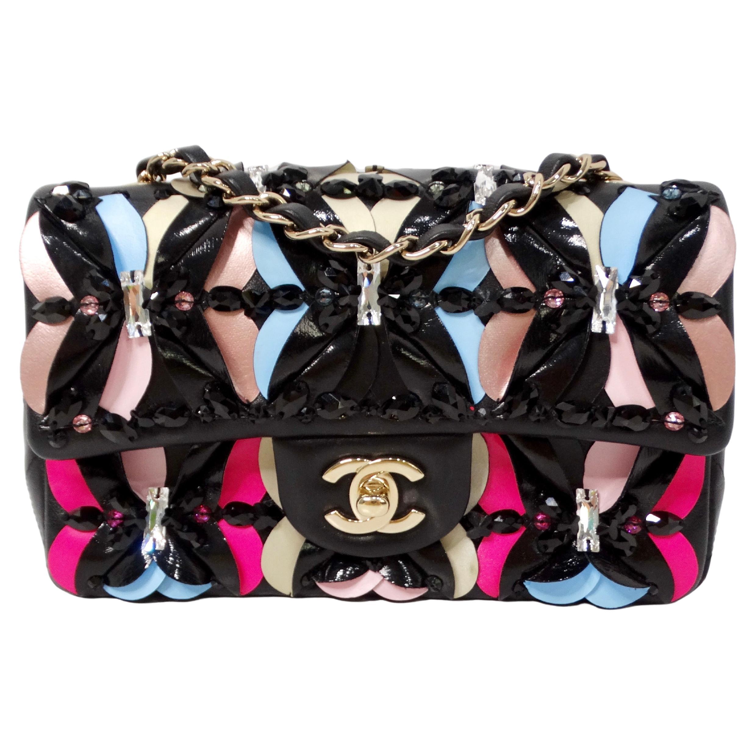 2022 Chanel Butterfly Sequins Multicolor Lambskin Leather Mini Flap Bag For Sale