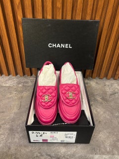 2022 Chanel Fuchsia Quilted CC Turn Lock Loafers