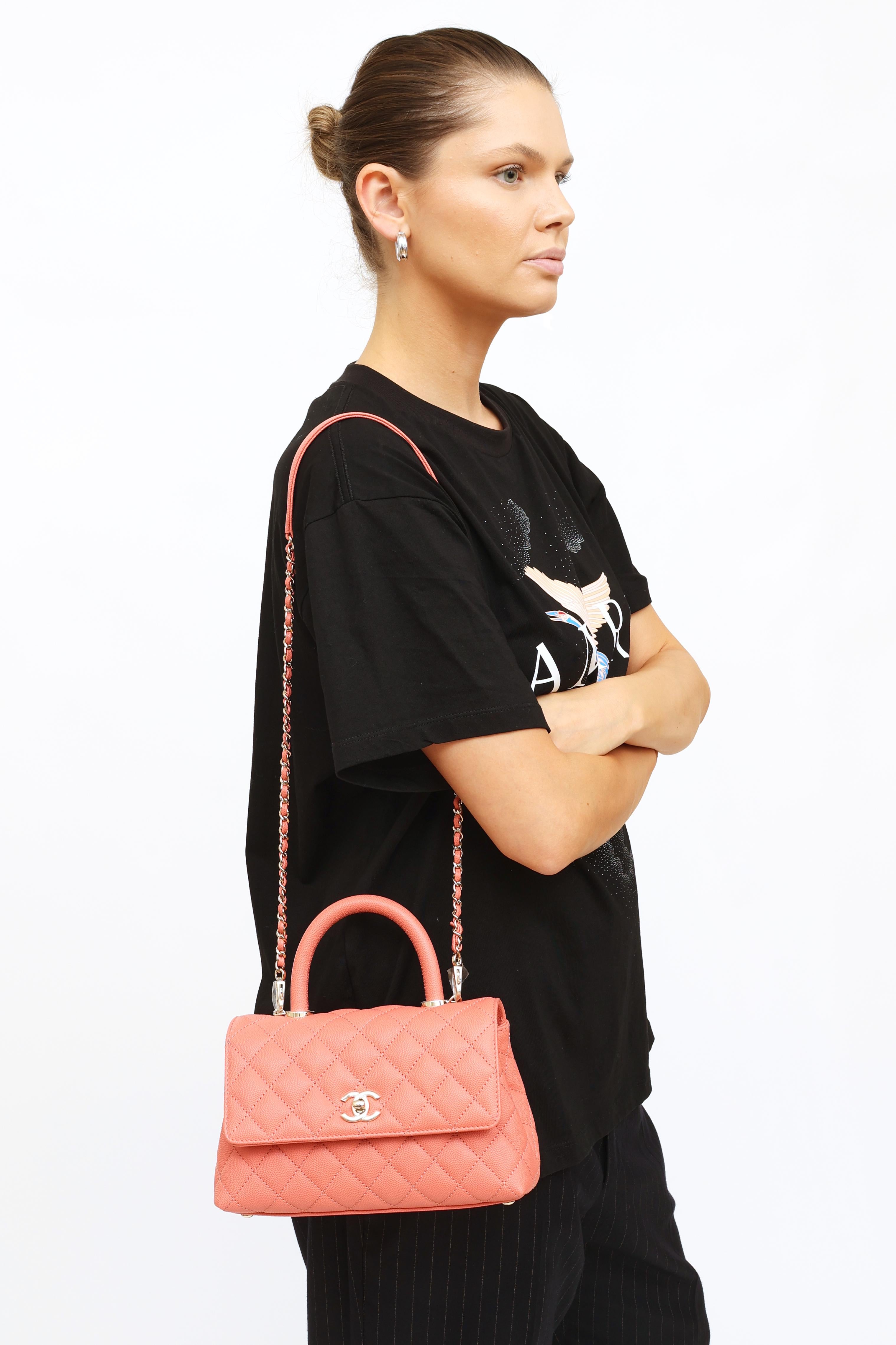 chanel pink top handle