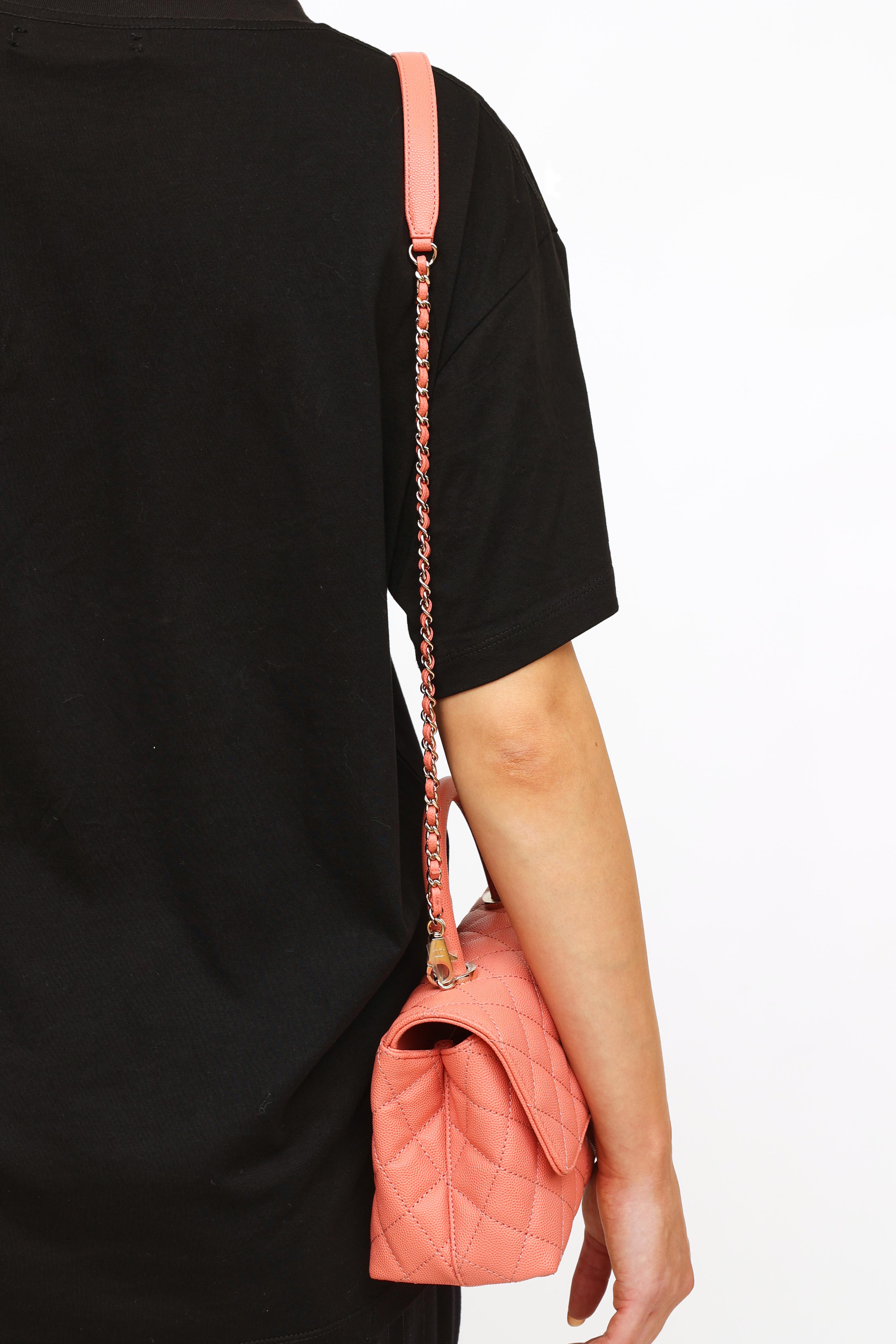 Women's 2022 Chanel Pink Caviar Coco Top Handle Bag