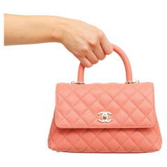 2022 Borsa Coco Chanel rosa caviale con manico superiore