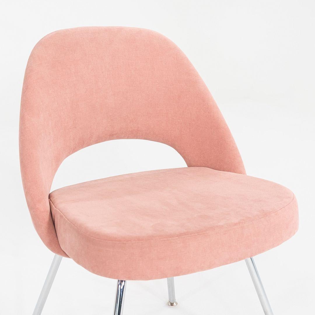 Acier 2022 Eero Saarinen for Knoll Armless Executive Dining Chair in Pink Fabric en vente