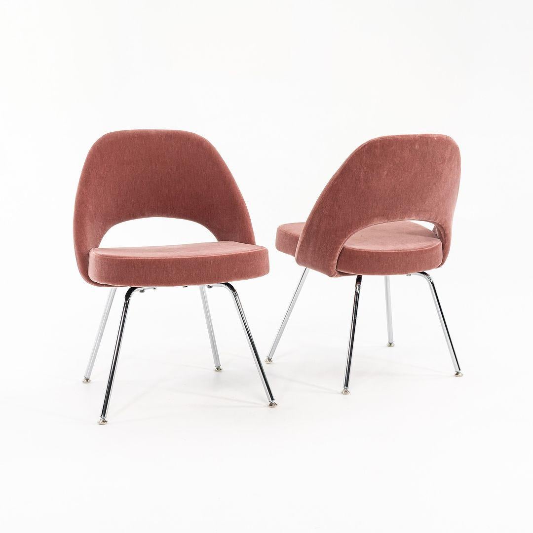 2022 Eero Saarinen for Knoll Armless Side Chair in Pink Mohair 2x Available For Sale 2