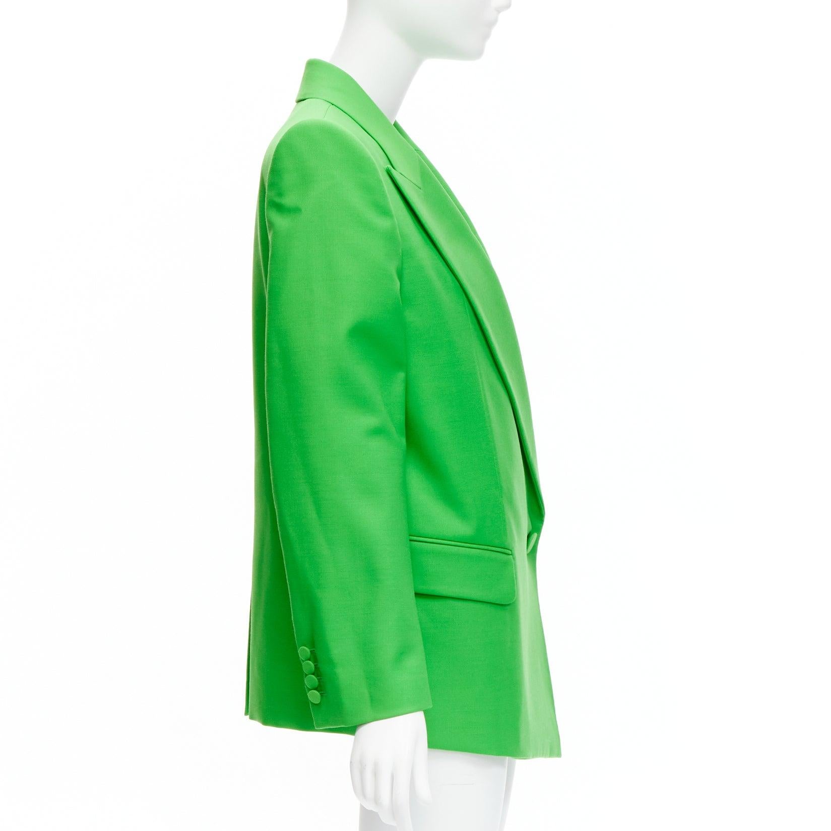2022 green wool mohair wool double breasted wrap blazer jacket IT38 XS In Excellent Condition For Sale In Hong Kong, NT