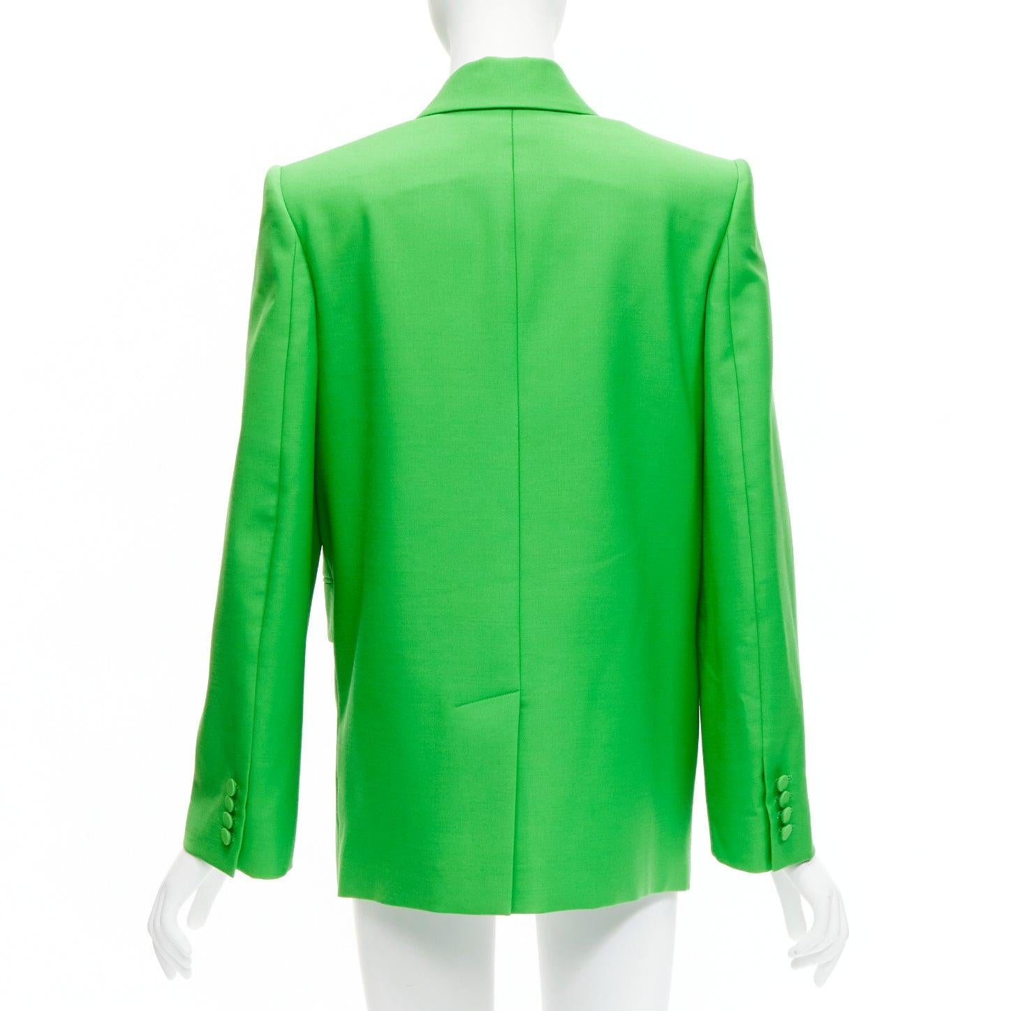 Women's 2022 green wool mohair wool double breasted wrap blazer jacket IT38 XS For Sale