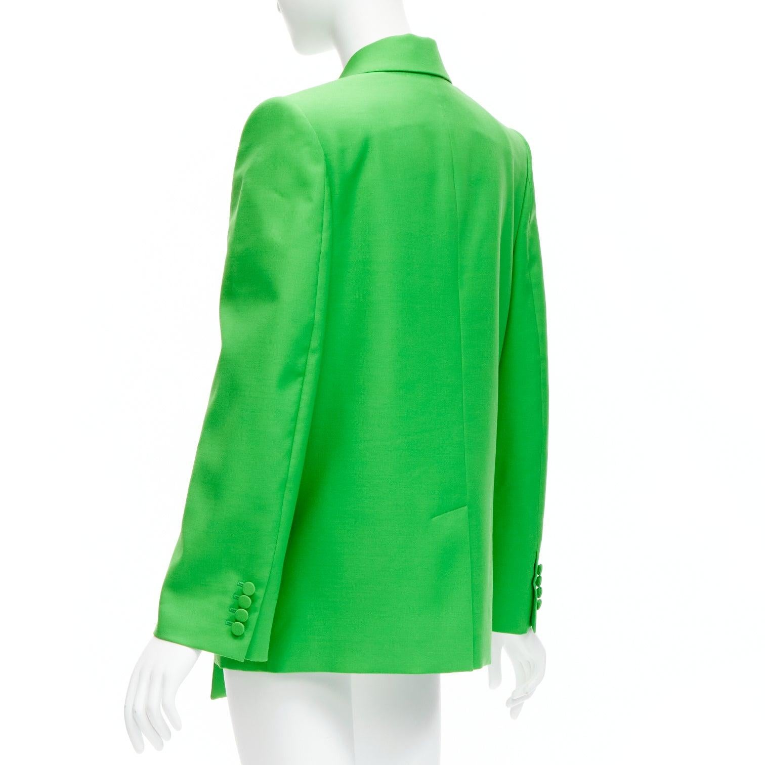 2022 green wool mohair wool double breasted wrap blazer jacket IT38 XS For Sale 1