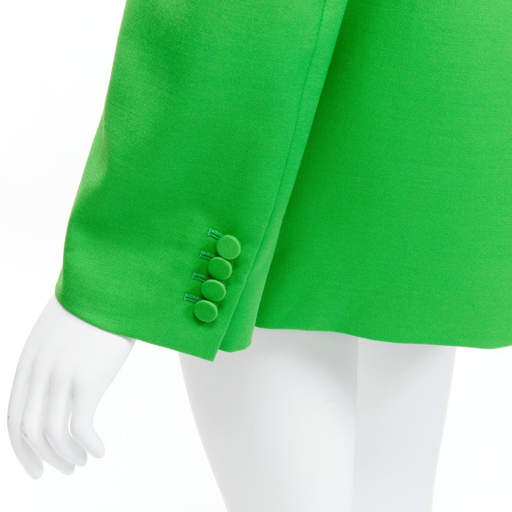 2022 green wool mohair wool double breasted wrap blazer jacket IT38 XS For Sale 2
