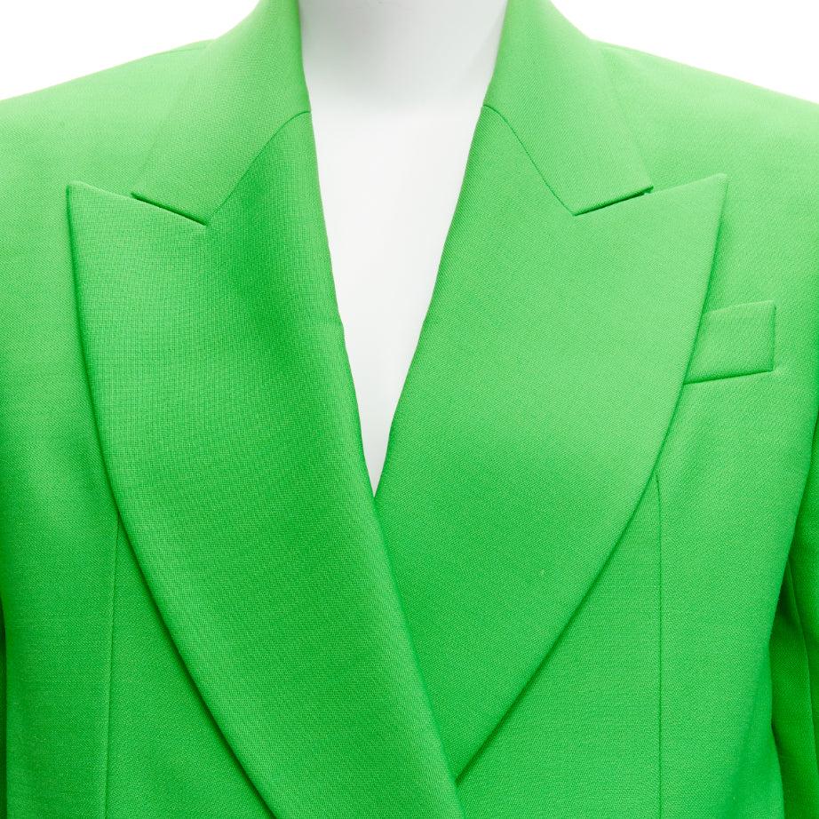 2022 green wool mohair wool double breasted wrap blazer jacket IT38 XS For Sale 3