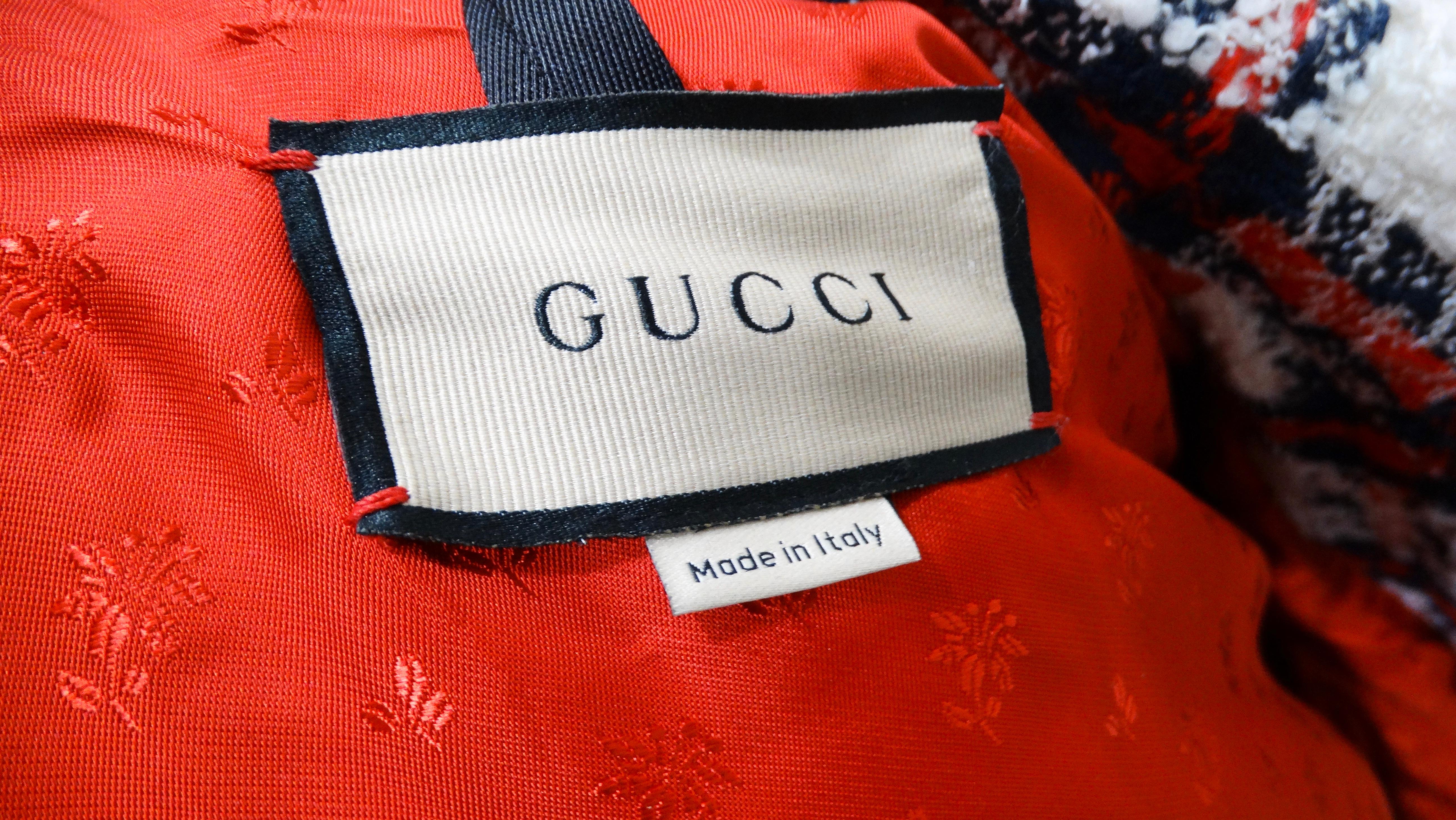 2022 Gucci Tweed Plaid Hooded Jacket With Gold-Tone Buttons For Sale 1
