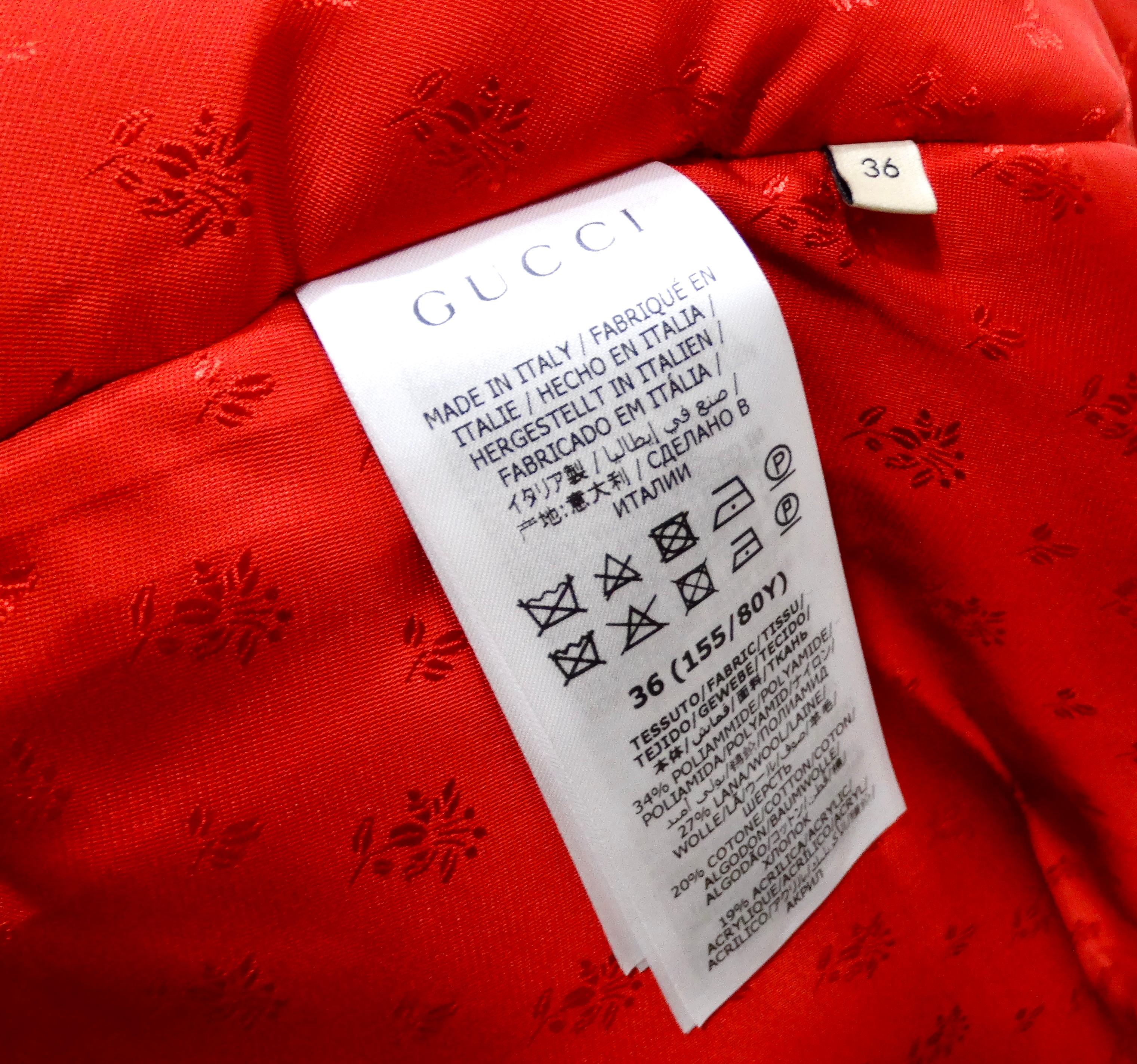 2022 Gucci Tweed Plaid Hooded Jacket With Gold-Tone Buttons For Sale 2