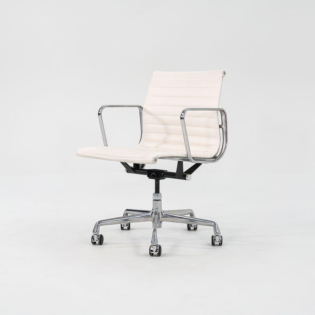 Modern 2022 Herman Miller Eames Aluminum Management Desk Chairs w/ Bristol Leather For Sale